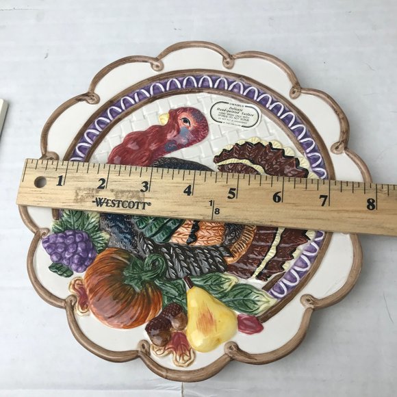 NWOT - Vtg Omnibus FITZ FLOYD TURKEY Plate Tray 1996 Scalloped Edge Thanksgiving - Picture 8 of 9